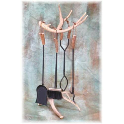 Large Mule Deer Antler Fireplace Tool Set - Includes Four Fireplace Tools: