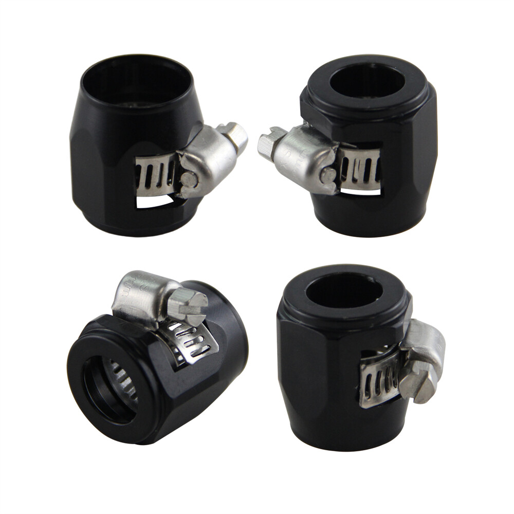 4PCS 8AN AN8 1/2" 18mm ID Fuel Hose Line End Cover Clamp Finisher Fitting Black