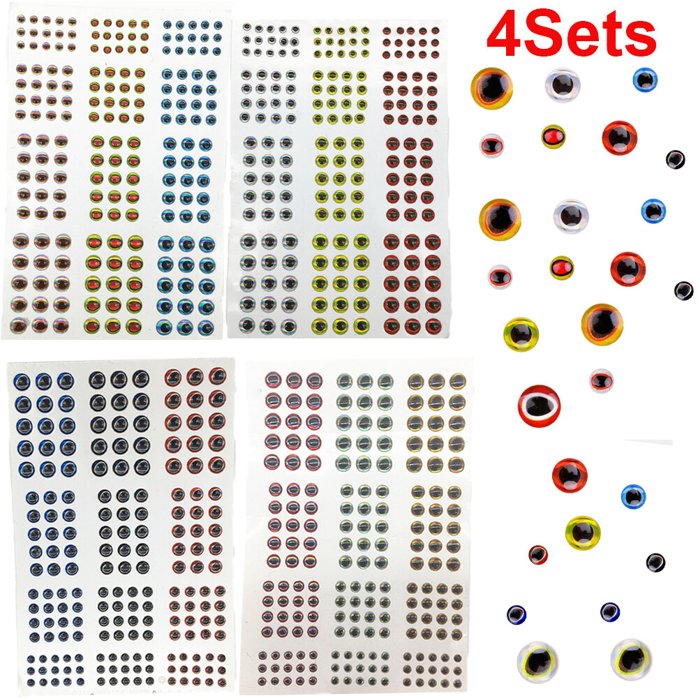 732Pcs Fishing Lure Eyes 3mm-4mm-5mm-6mm 3D Holographic Eyes Fly Tying Jig Craft