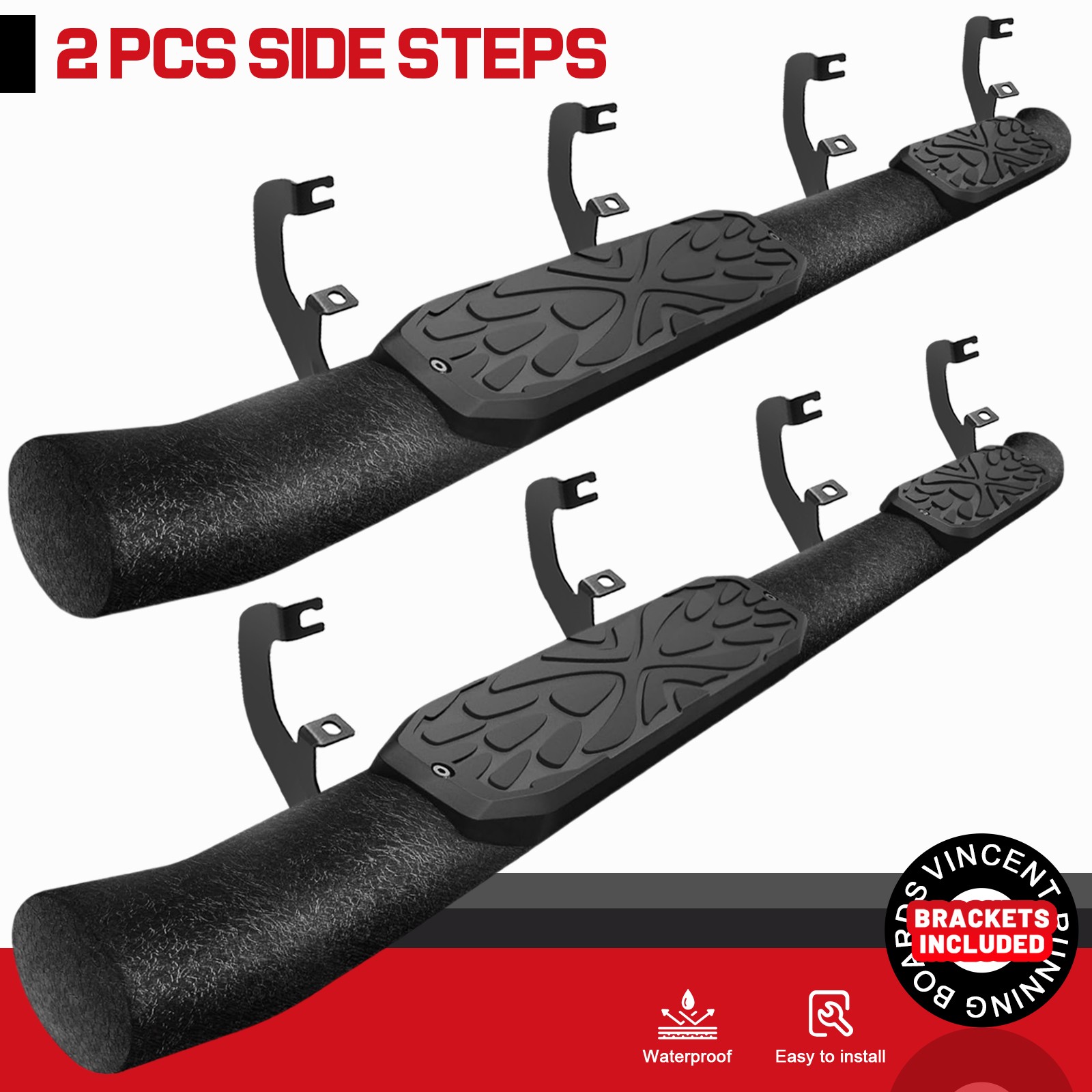 FOR 2019-2026 Chevy Silverado/Sierra 1500 Crew Cab Curved Running Board Nerf Bar