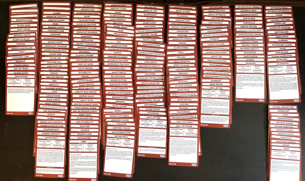 Arcane Spellbook Cards 257 Laminated Cards Deck D&D DND 5e