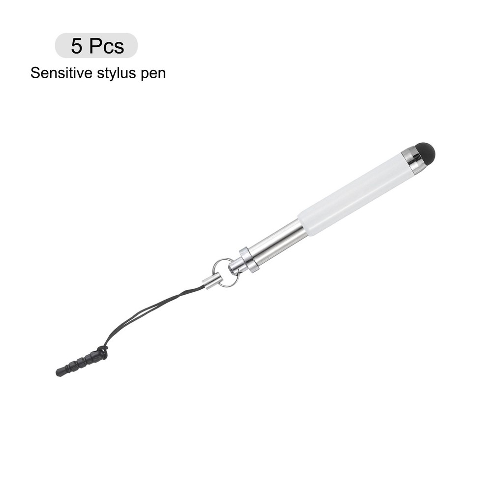 5pcs Metallic Stylus Pen Retractable Capacitive Pens, White