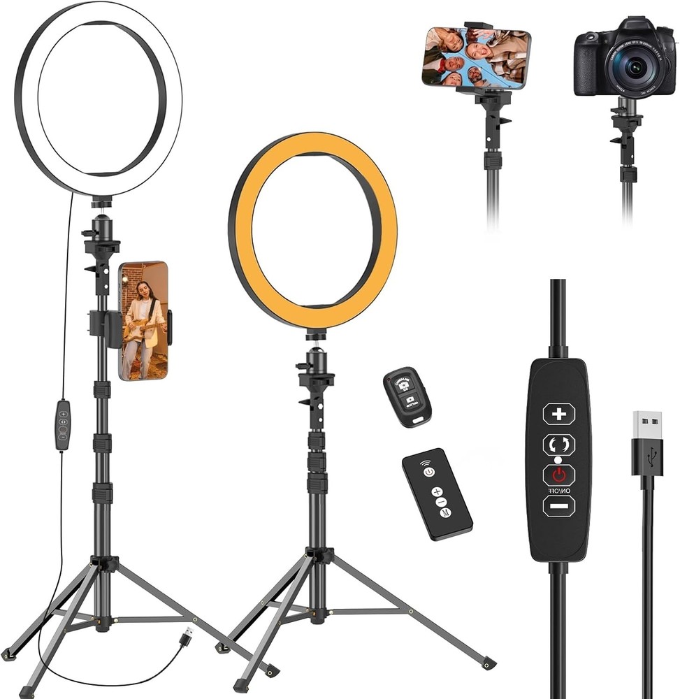 10 Inch Ring Light with Extendable Tripod Bluetooth Remote Makeup Live Streaming