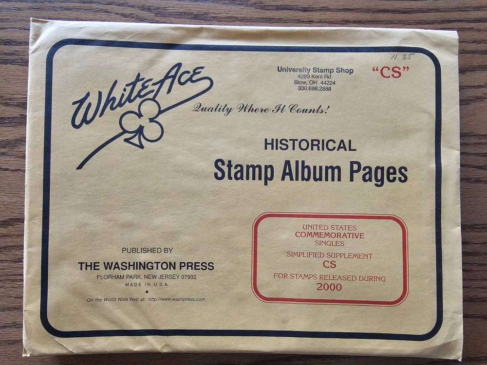 White Ace Stamp Supplement U.S. "CS" Commemorative Singles 2000 NOS