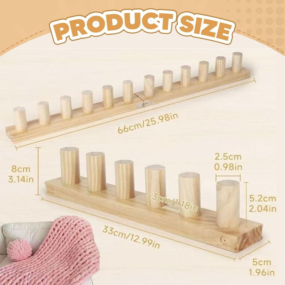 Wooden Loom Frame for DIY Throw Blankets Adjustable Size DIY Crafting Sturdy