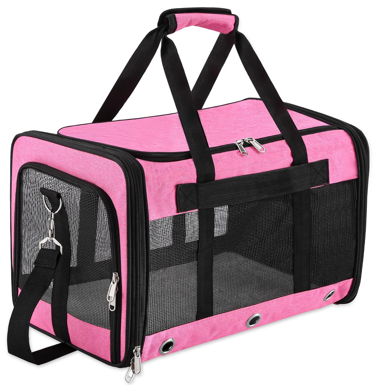 Soft Sided Cat/Dog Carrier, Collapsible, Airline Approved, Pink, for Pets up to