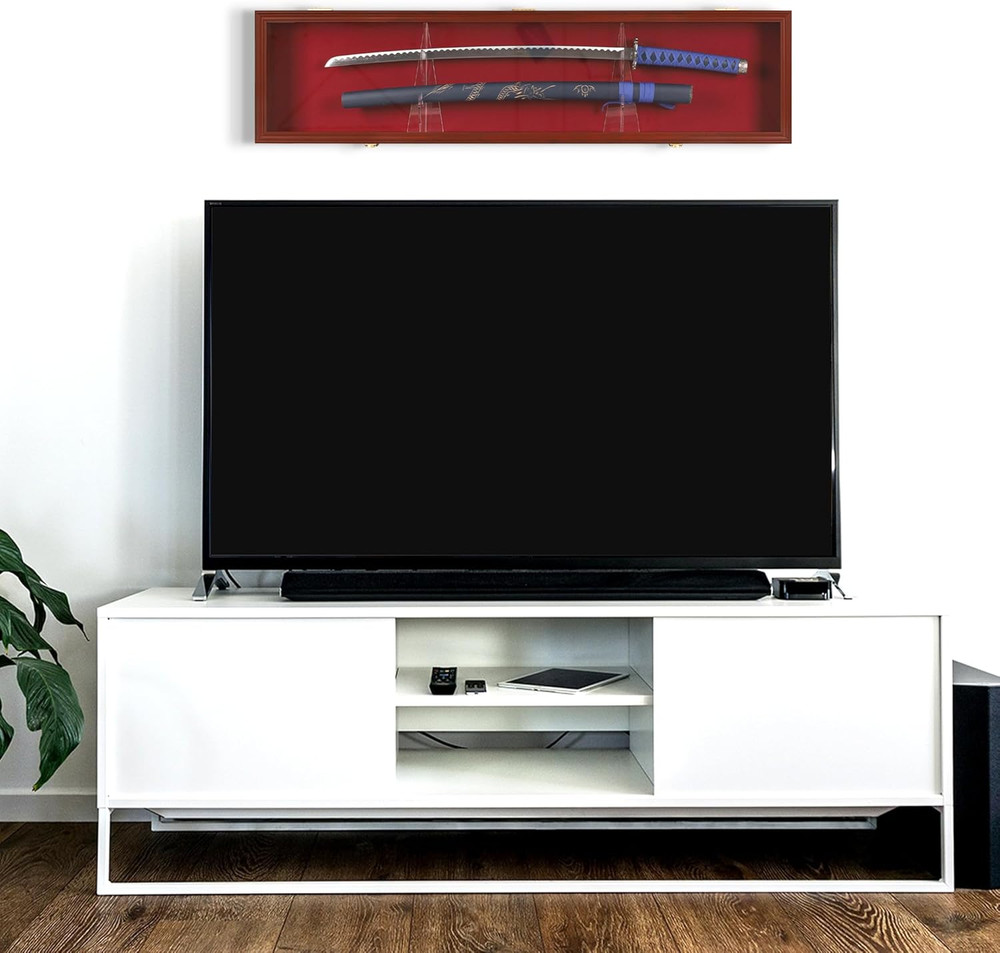 Displaygift 1 Sword Sabre Cabinet Stand Holder Wall Rack Display Case Shadow Box