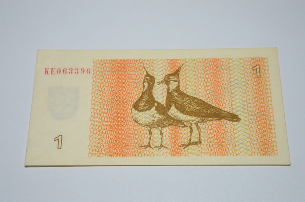 LITHUANIA 1 TALONAS 1992 OLD BANKNOTE