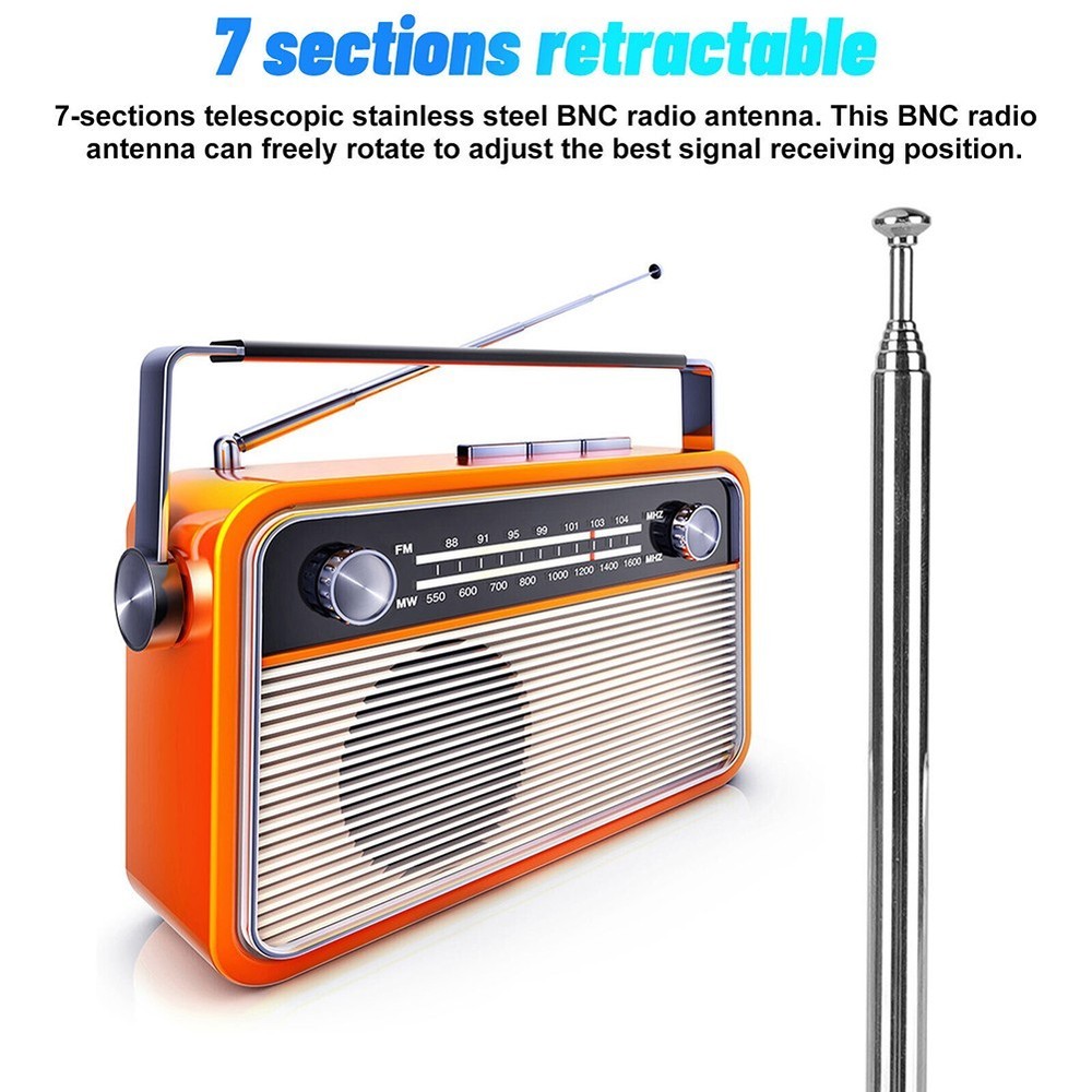 Exceptional Telescopic BNC Antenna 7 Sections AM FM UHF VHF Compatibility