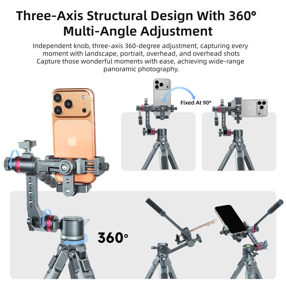 Gimbal Stabilizer Three-Axis Tripod Fluid Head Pan Tilt Quick Release Handle Cla
