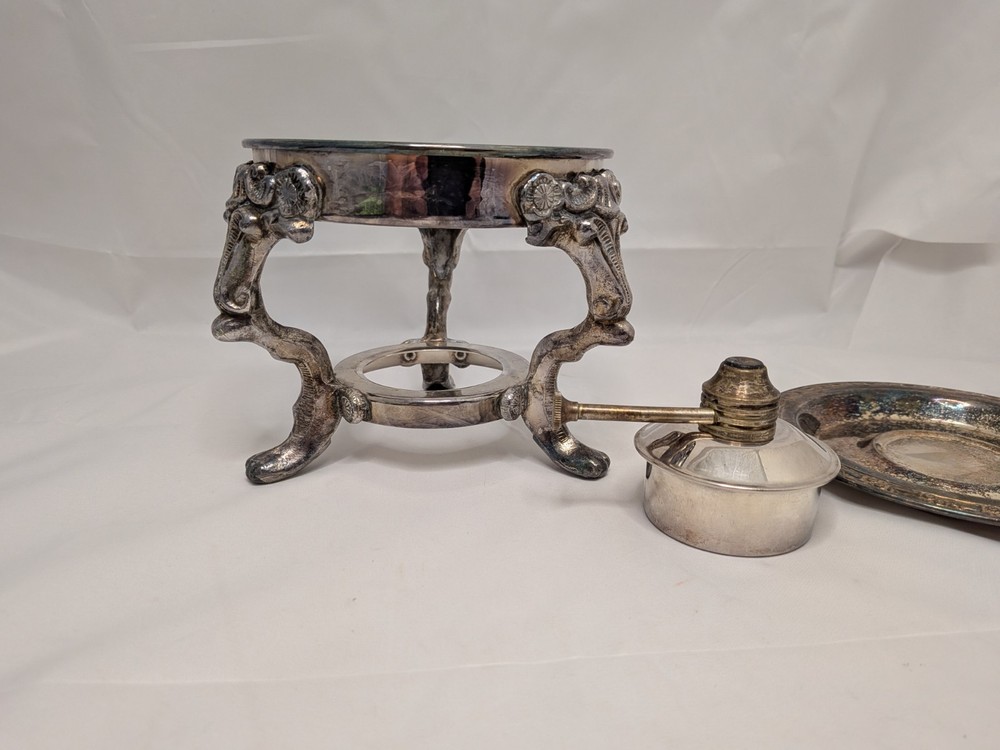 Antique silver pot burner with adjustable wick