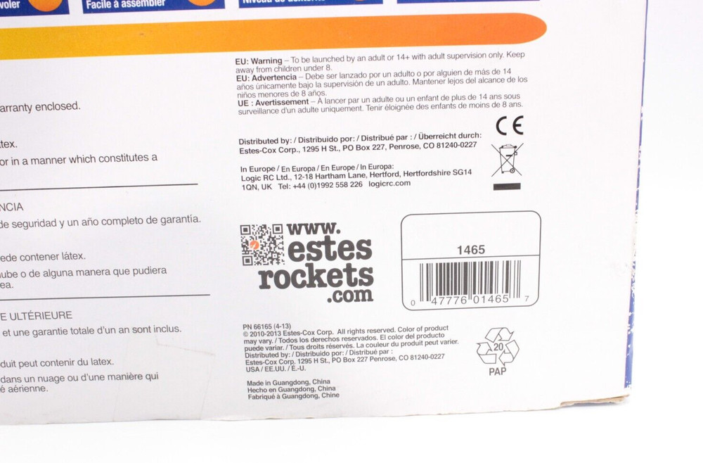ESTES 1465 HeliCat Model Rocket Launch Set E2X (Open Box)