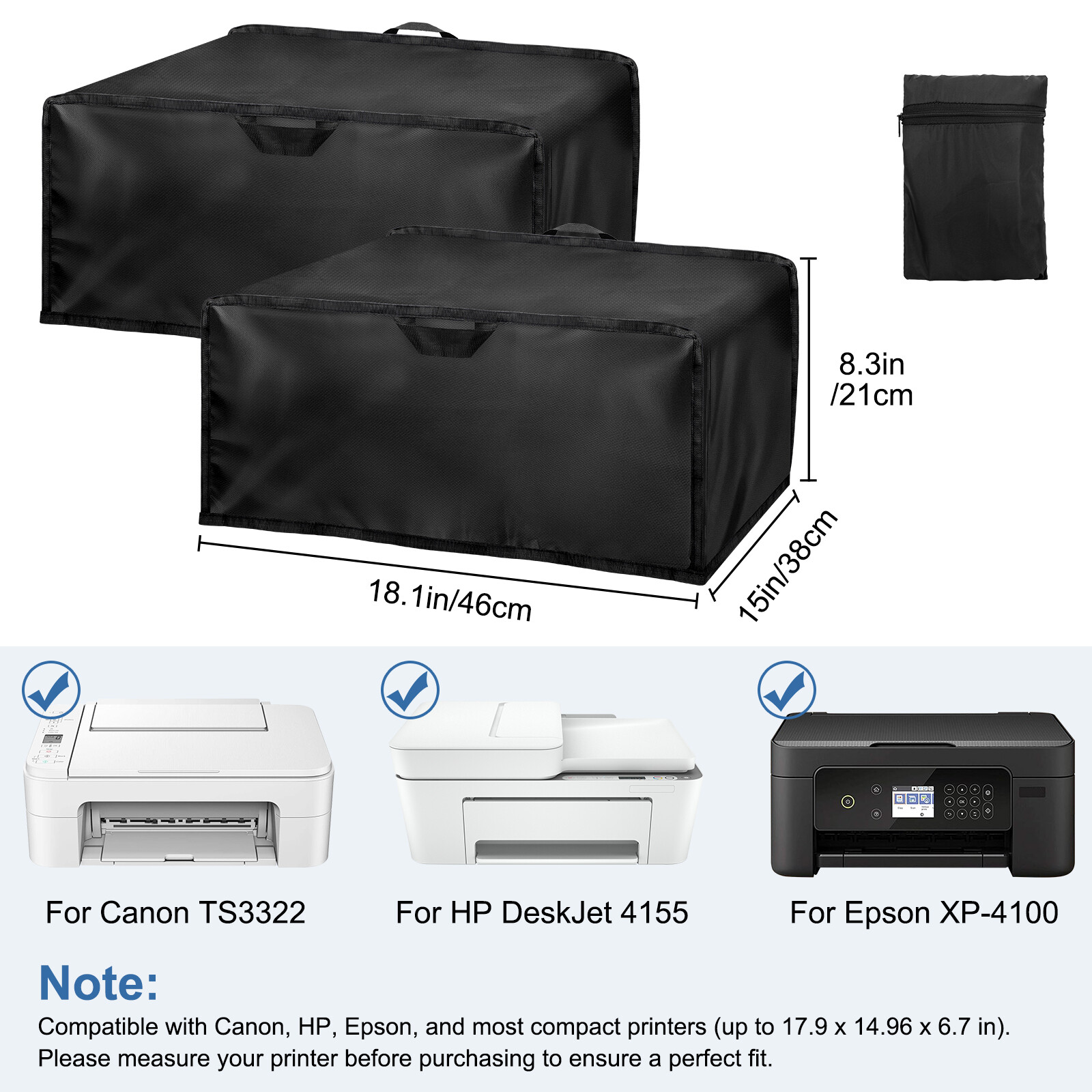 2PCS 210D Oxford Fabric Printer Dust Cover Waterproof Copier Protector w/ Handle