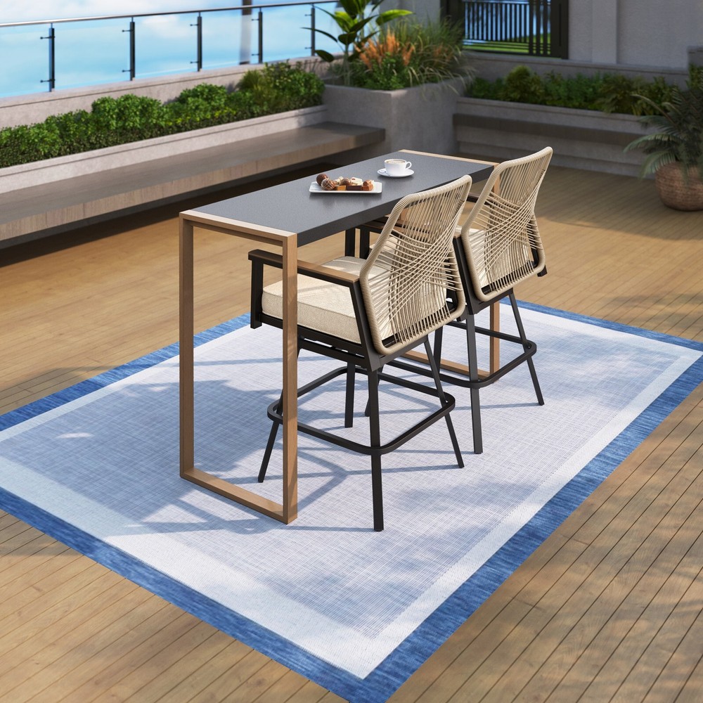 40'' Patio Bar Table Outdoor Bar Height Table Counter Height Table Rectangular