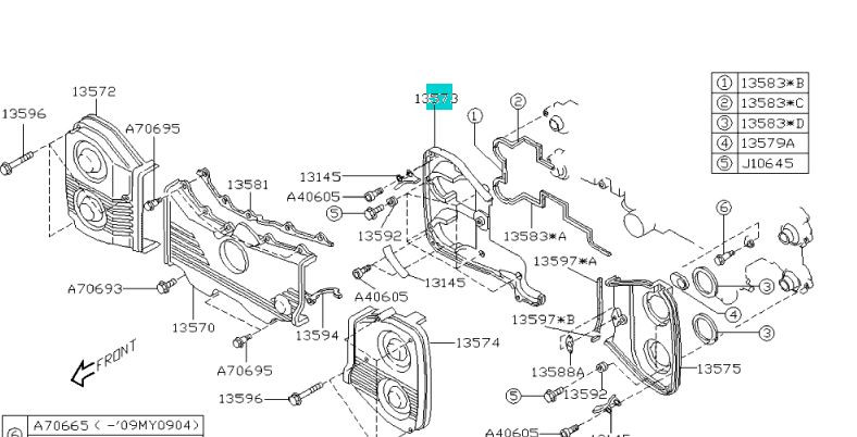Genuine Subaru RH Rear Inner Timing Cover WRX EJ255 EJ205 EJ257 Turbo OEM Manual