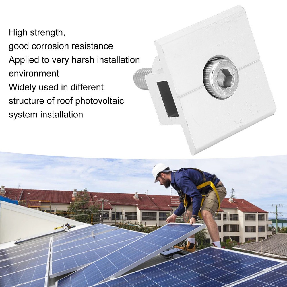 10Pcs Solar Panel Mid Clamps Waterproof Mount Aluminum Bracket Mounting