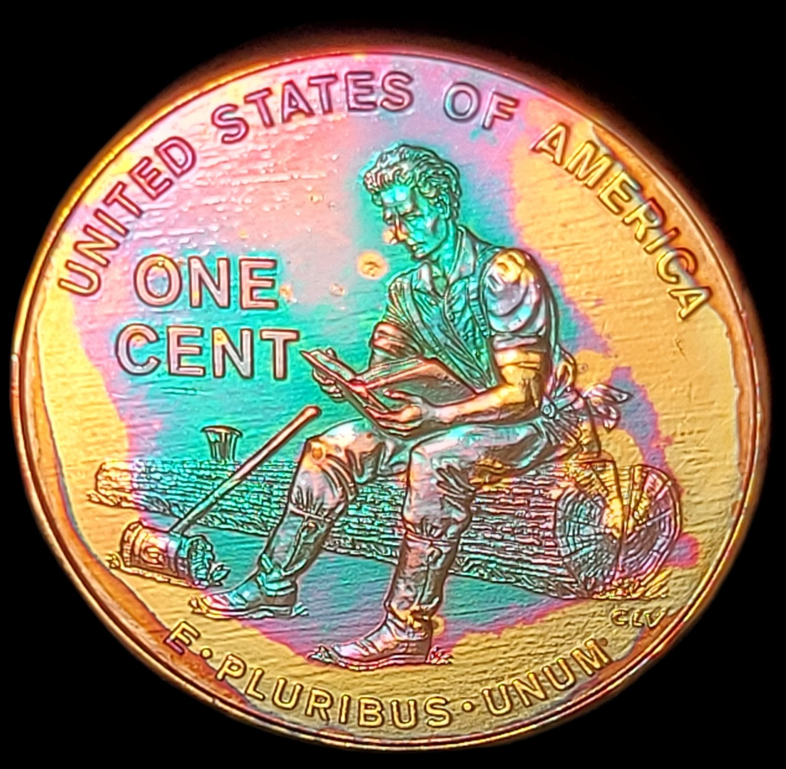 2009 Lincoln Bicentennial Cent Penny  "STUNNING" "RAINBOW TONED" #CA-52
