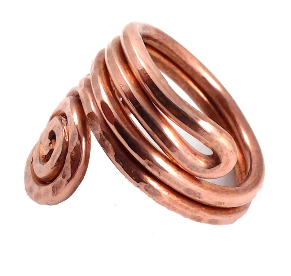 Solid Copper Minimalist Healing Handmade Unisex Ring, Spiral