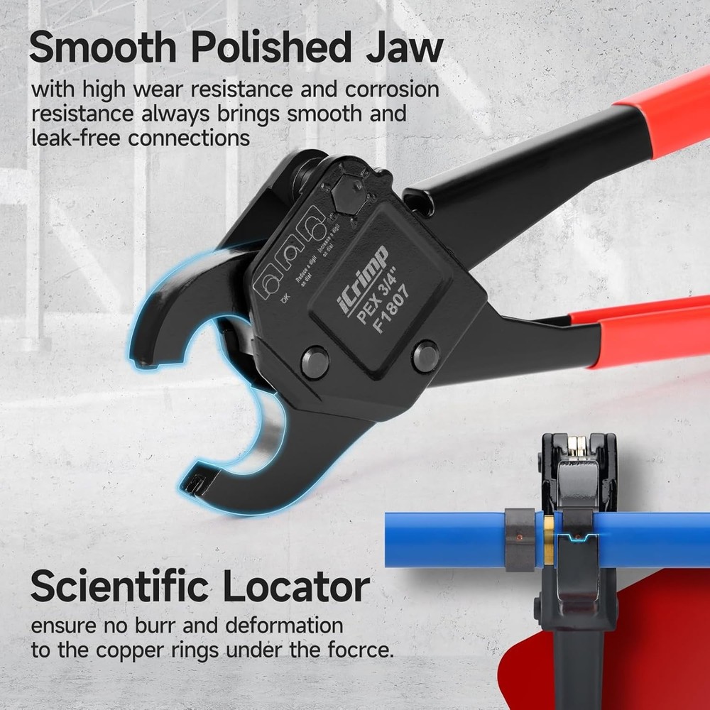 Combo Angle Head PEX Pipe Crimping Tool Kits Used for 1/2" 3/4" Pex Crim