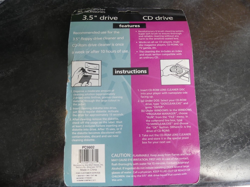 computer accessories 3.5" drive and cd drive cleaning kit