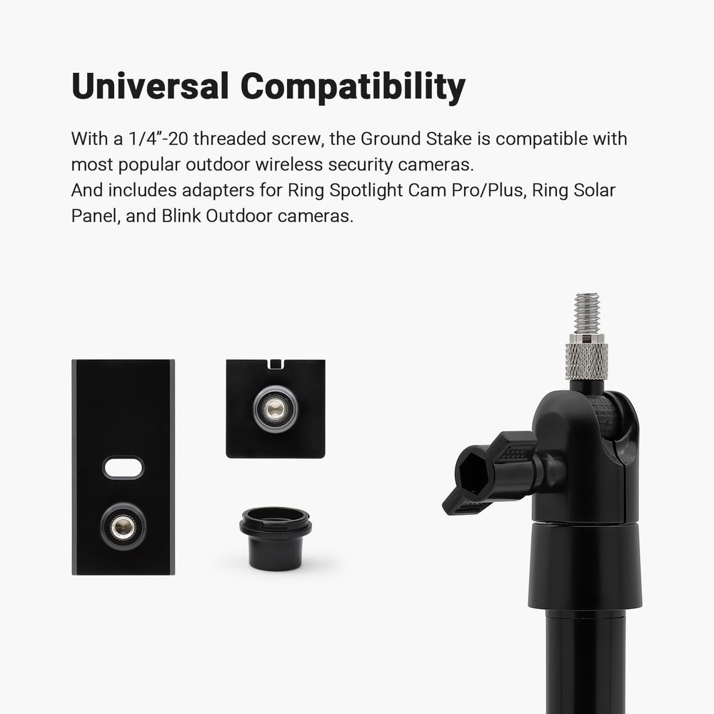 Adjustable Security Camera Ground Stake with 360° Swivel for Optimal Viewing