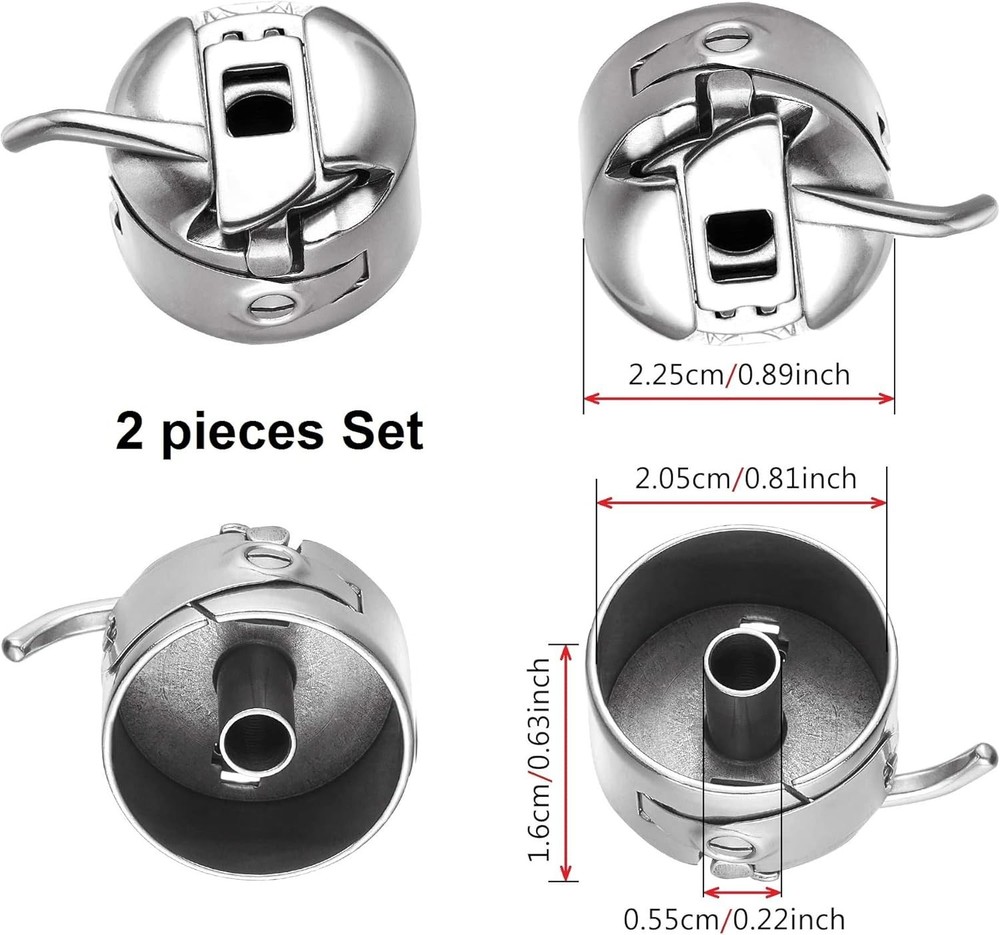 Lightweight Bobbin Case 2-Pack for 15 Class Sewing Machines - Easy to Use
