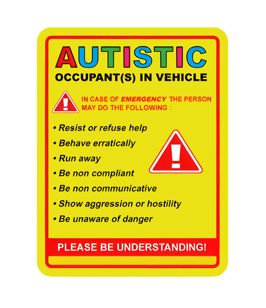Autistic occupant in vehicle sticker Decal