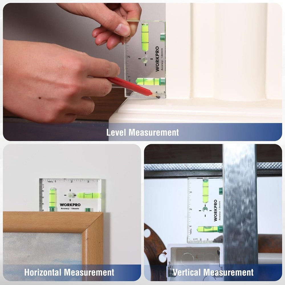 WORKPRO Small Level, 3-3/4 Inch Mini Level Tool Shatterproof Magnetic Level NEW