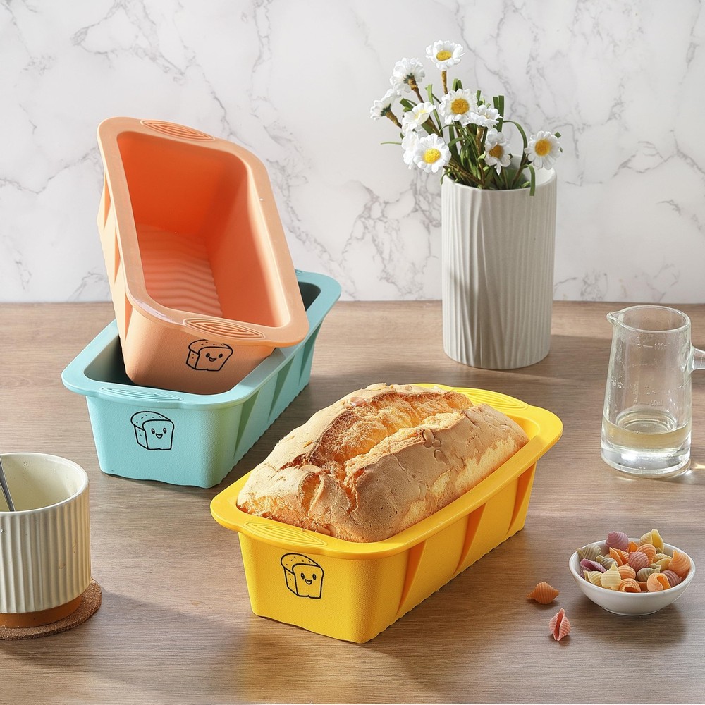 3PCS Silicone Bread Loaf Pan: Non-Stick Easy Release Dishwasher Safe