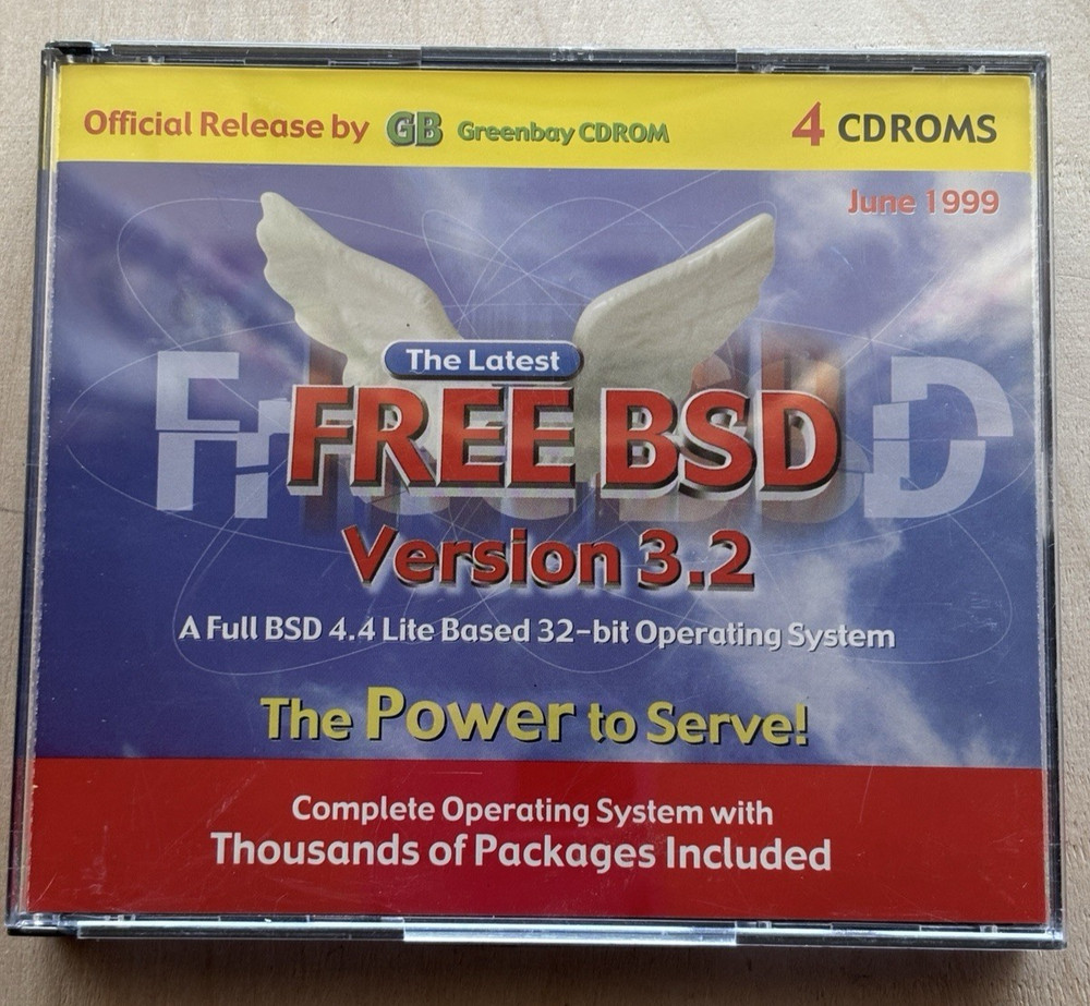 Vintage 1999 FreeBSD CD ROM 3.2 June 32-bit Operating System 4 CDs