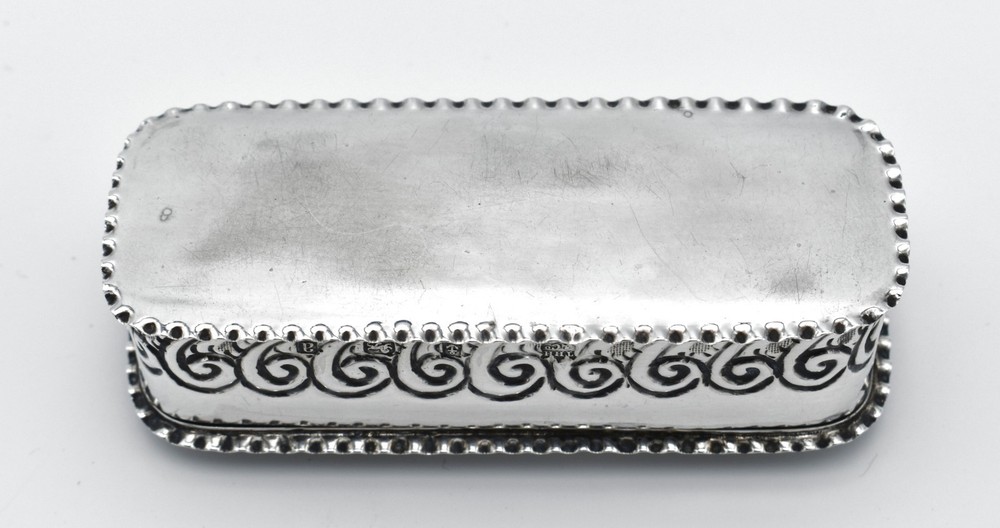 Antique Solid Silver Shaped Snuff Box victorian 1900 Repousse