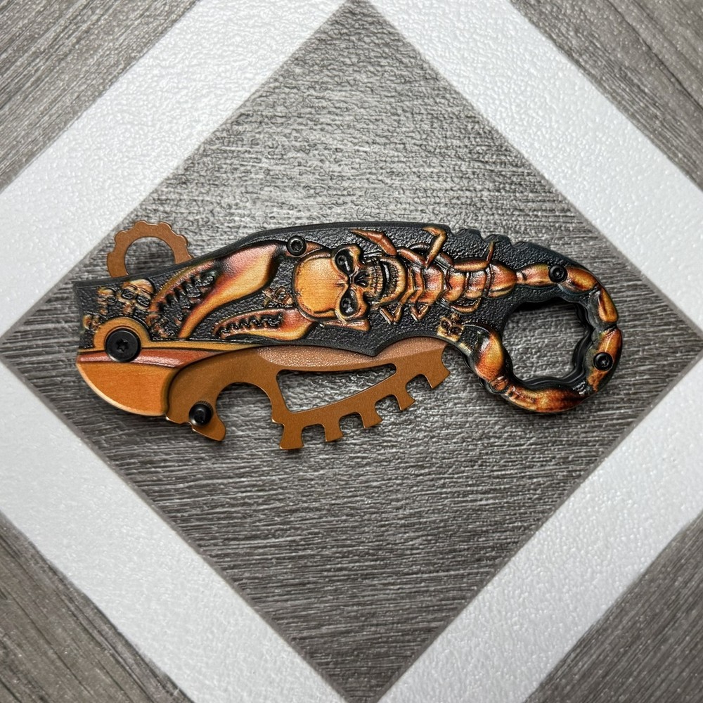 Skull head scorpion karambit spring assisted pocketknife #5039