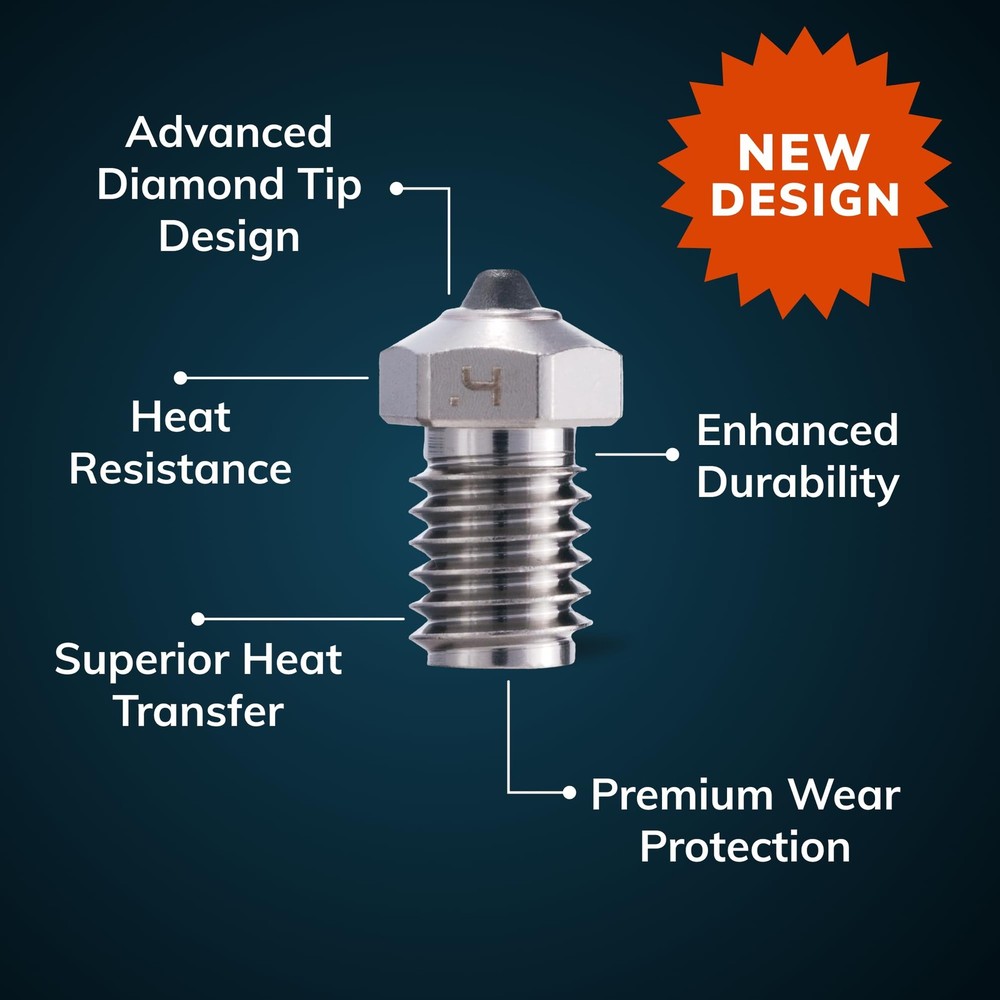 Diamondback Nozzles – V6 Compatible – Polycrystalline Solid Diamond Tip 3D