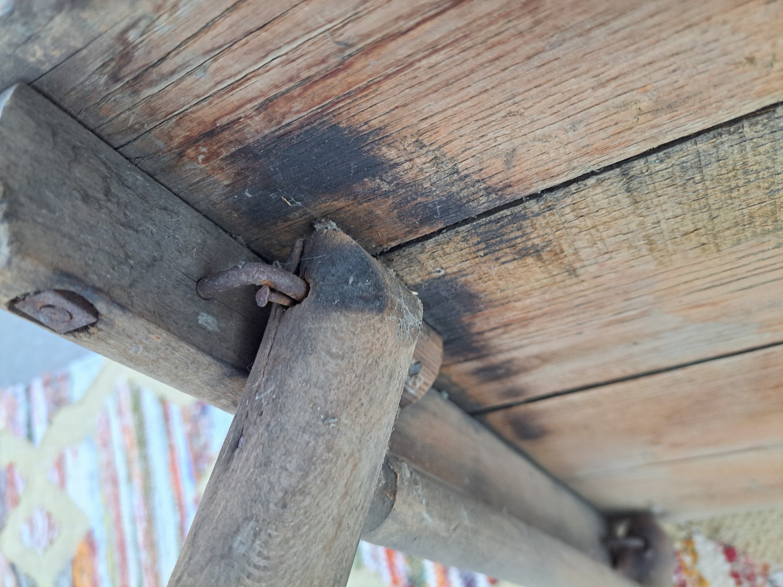 Antique Oak Folding Table No. 1 Primitive Distressed Needs Work