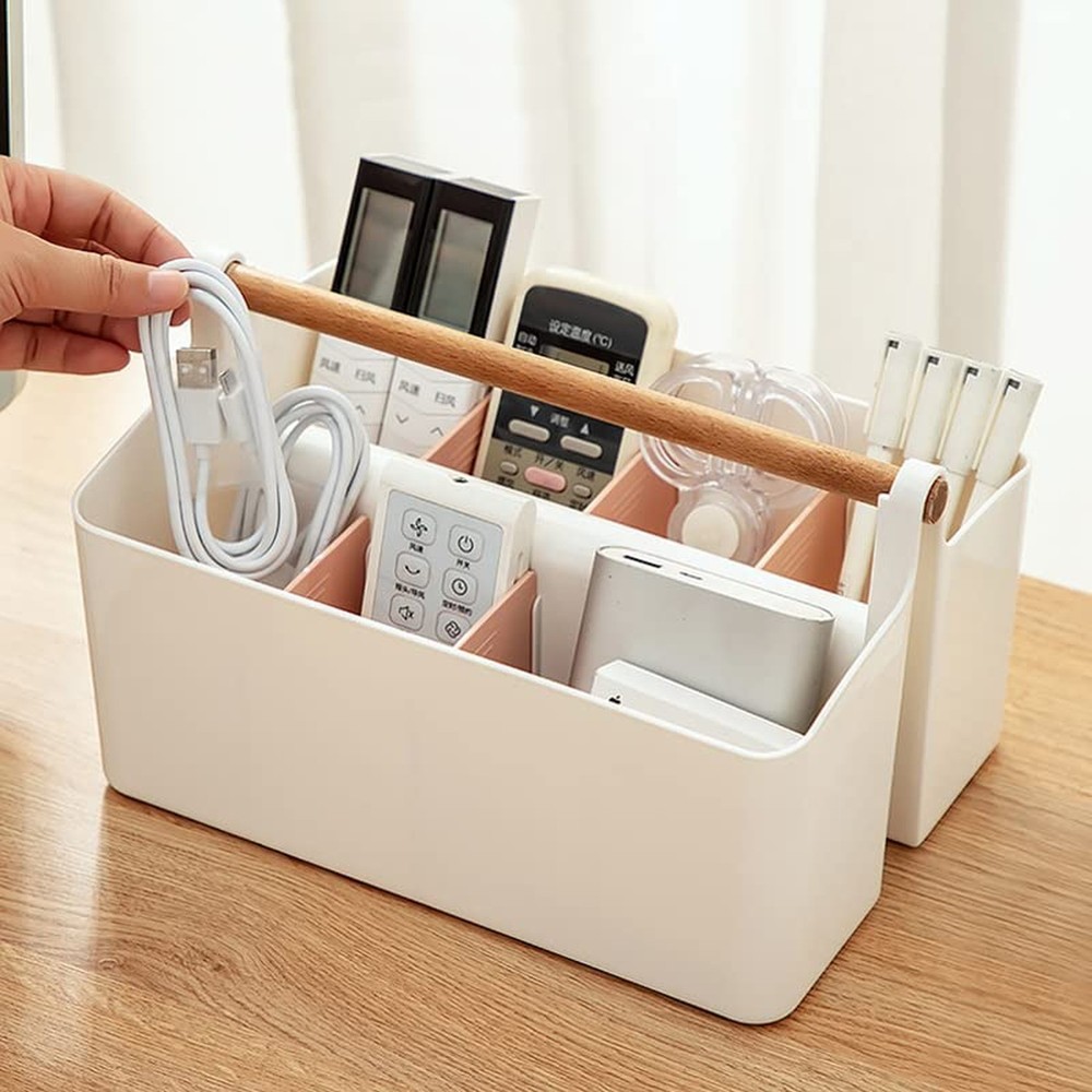 Large Plastic Portable Caddy with Handle, Storage Organizer Bin with Adjustab...