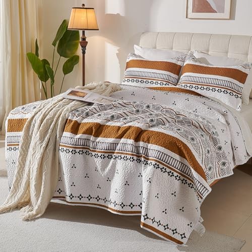 Boho Quilt Set Queen Size – Lightweight Microfiber Queen(86"x86") Khaki