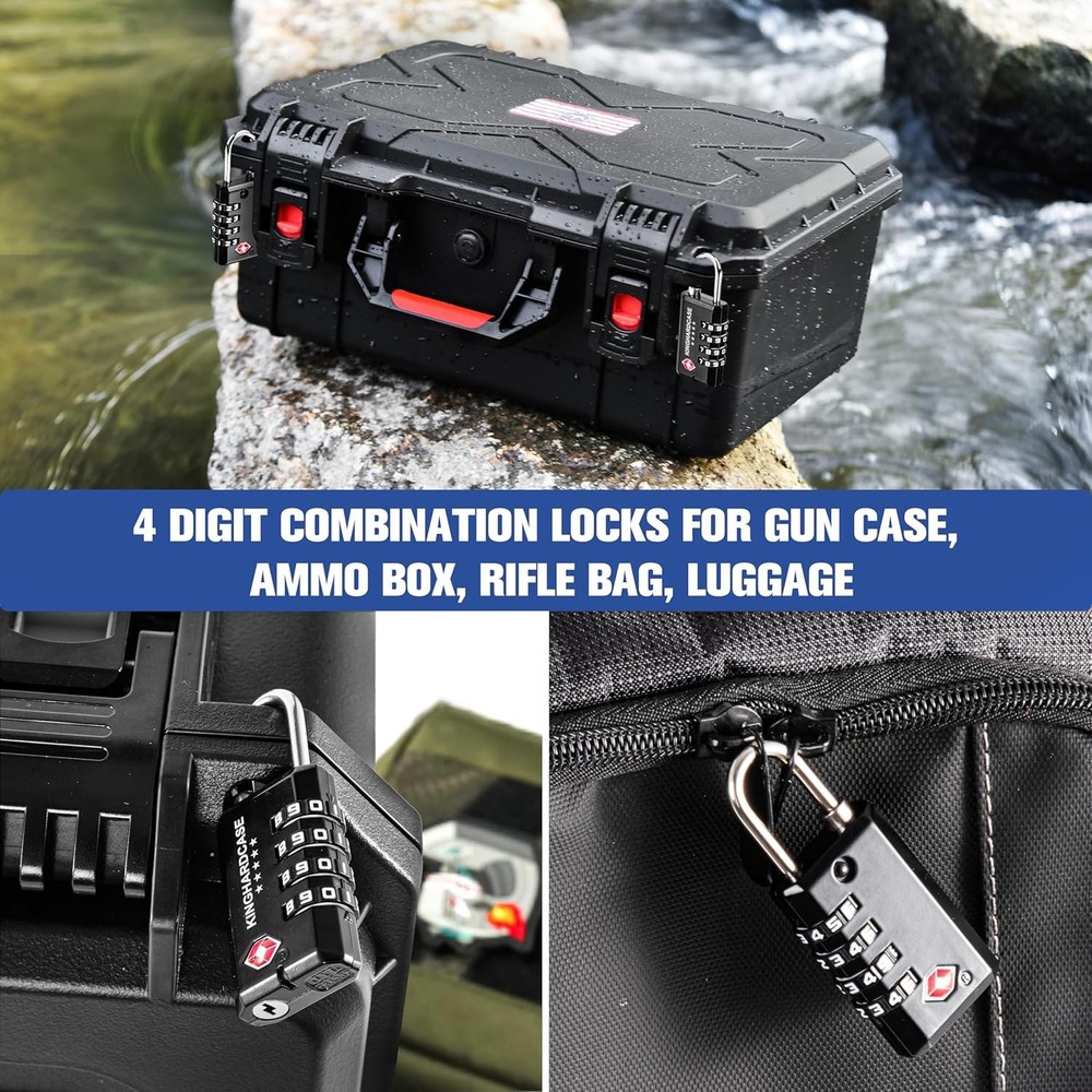 2 Pack TSA Approved Gun Locks, 4 Digit Combination Locks for Case, Black