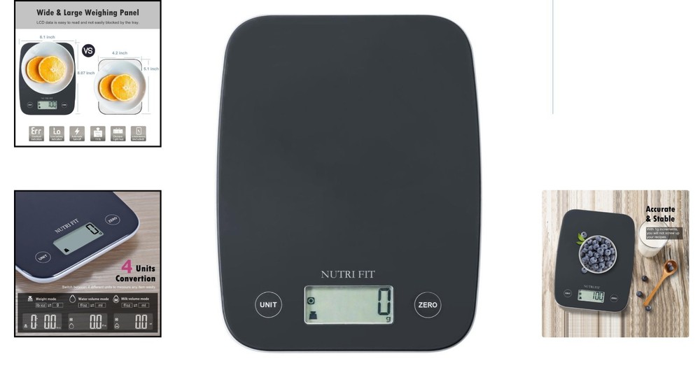 11lb Digital Kitchen Scale with Accurate Tare Function & User-Friendly Display