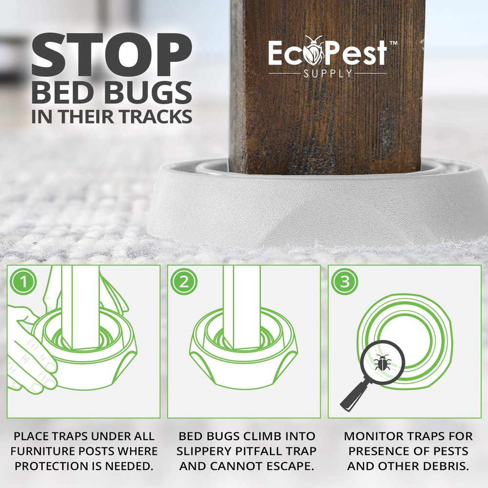 Bed Bug Interceptors – 4 Pack | Bed Bug Blocker (Pro) Interceptor Traps (White)