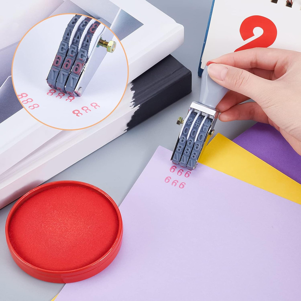 2 Pcs Rubber Number Roller Stamps, 3 Digits Adjustable Personalized Symbol Stamp