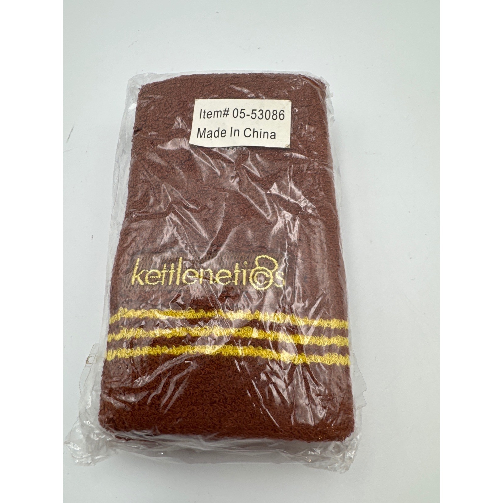 Kettlenetics Fitness wrist sweat bands Brown Yellow Embroidered Logo 05-53086