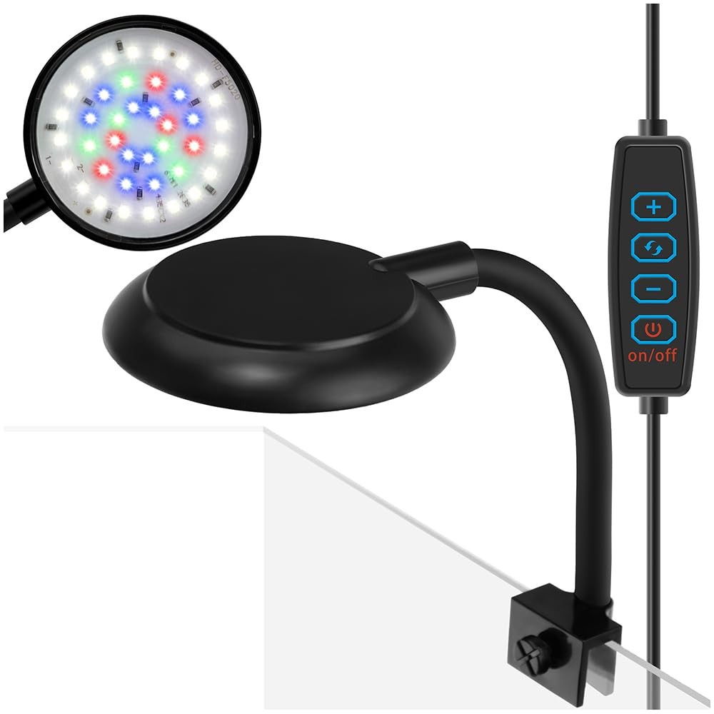 DaToo Mini Clip On Aquarium Light 7W Dimmable With Dimmer, Black