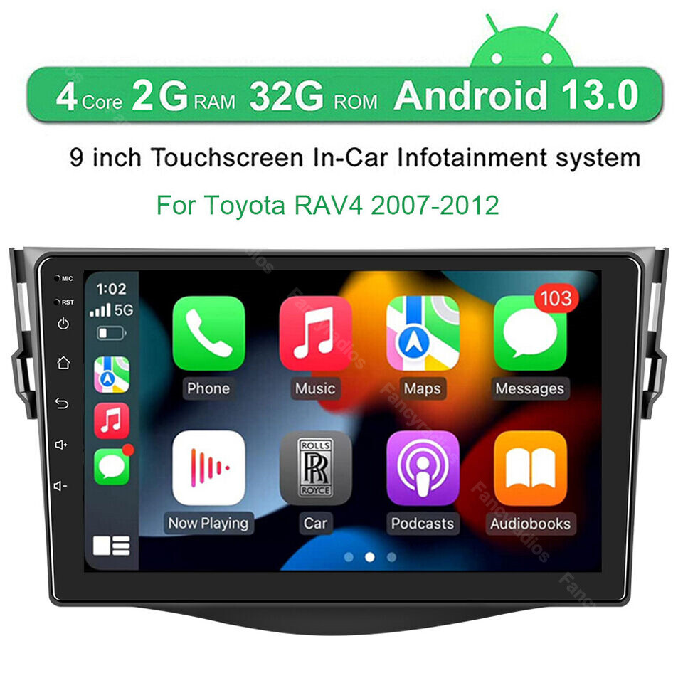 Apple Carplay Car Stereo Radio For Toyota RAV4 2007-2012 Android 15.0 GPS Camera