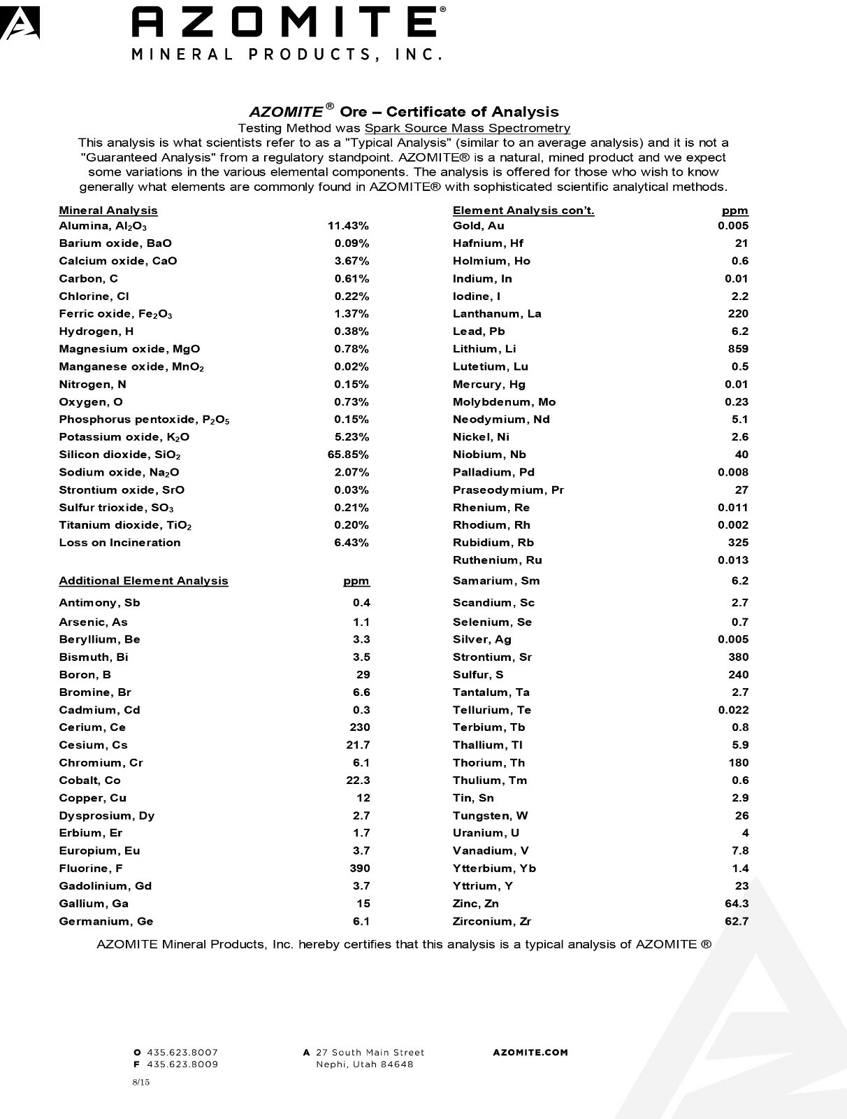 44 Pound AZOMITE Volcanic Ash Rock Dust Powder -67 Trace Minerals - Original Bag