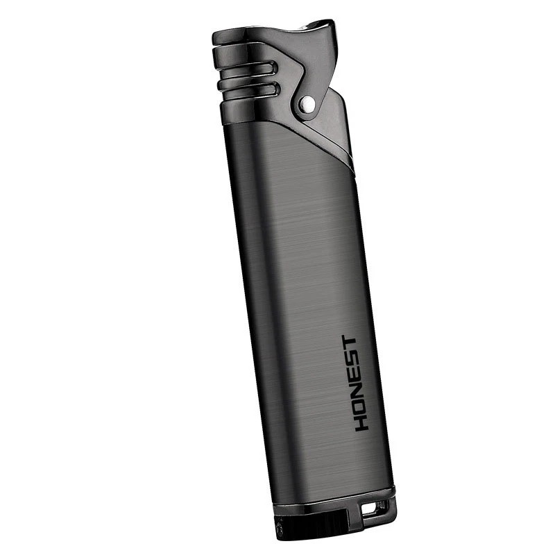Cigar Lighter With Punch Tool Windproof Blue Flame Refillable Metal Design