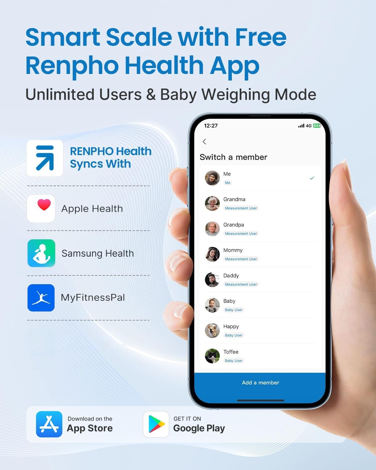 RENPHO Digital Body Weight Scale Bathroom Bluetooth Body Fat Scale Smart Gift