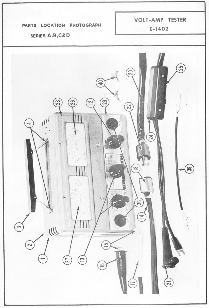 Operating Instructions Manual Allen Electric Volt-Amp Tester Model E-1402 E1402