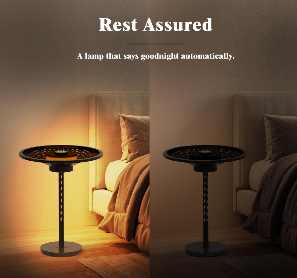 End Table, Side Table with Ambient Light and Wireless Charging, Nightstand, S...