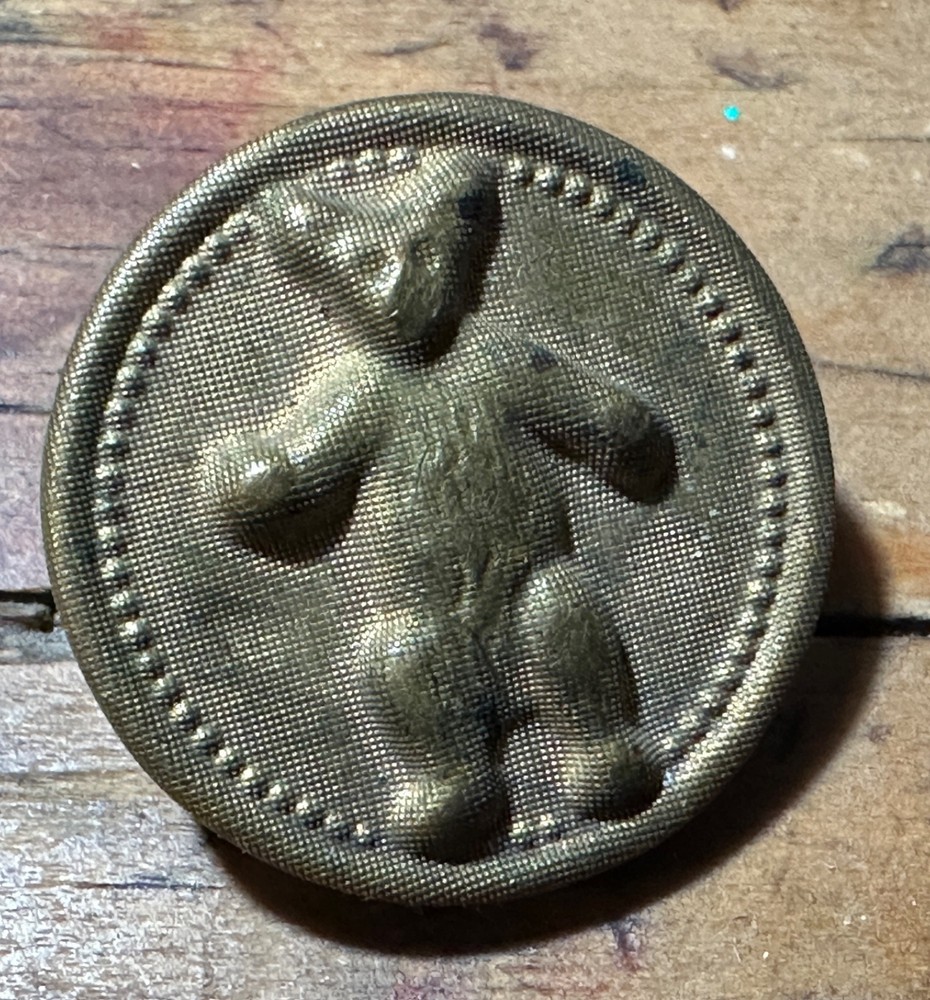 2 Antique Metal Teddy Bear Buttons 1902 - 1908