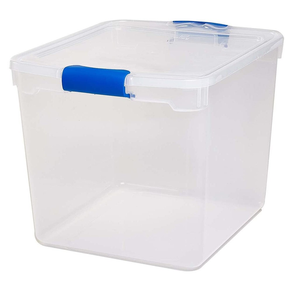 Homz 31 Quart Heavy Duty Clear Plastic Stackable Storage Containers, 16 Pack